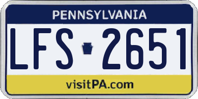 PA license plate LFS2651