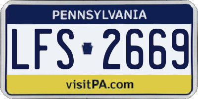 PA license plate LFS2669