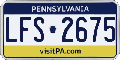 PA license plate LFS2675