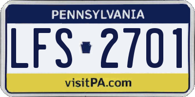 PA license plate LFS2701