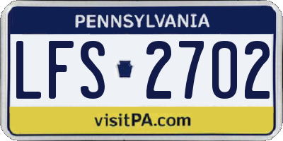 PA license plate LFS2702