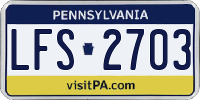 PA license plate LFS2703