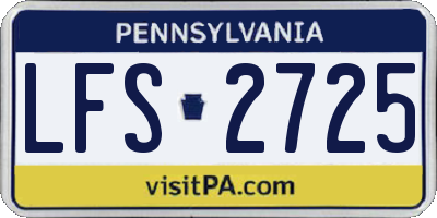 PA license plate LFS2725