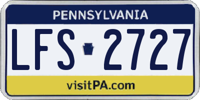 PA license plate LFS2727