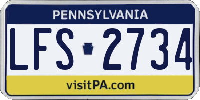 PA license plate LFS2734