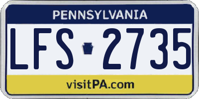 PA license plate LFS2735
