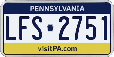 PA license plate LFS2751