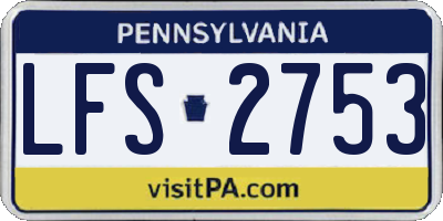 PA license plate LFS2753