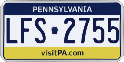 PA license plate LFS2755