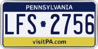 PA license plate LFS2756