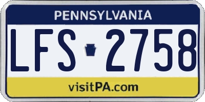 PA license plate LFS2758