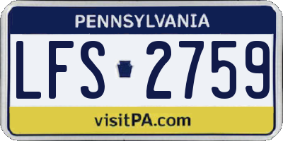 PA license plate LFS2759
