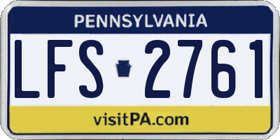 PA license plate LFS2761