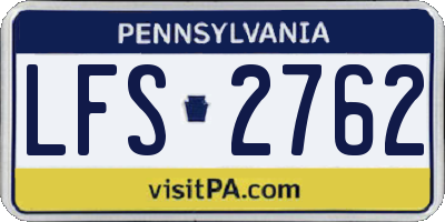 PA license plate LFS2762