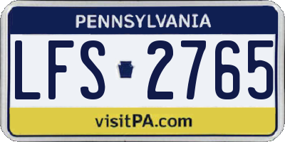 PA license plate LFS2765