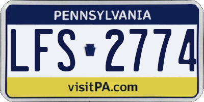 PA license plate LFS2774