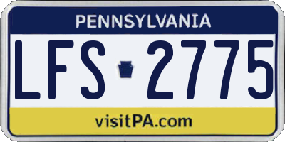 PA license plate LFS2775