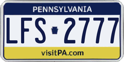 PA license plate LFS2777