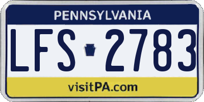 PA license plate LFS2783