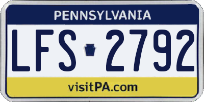 PA license plate LFS2792