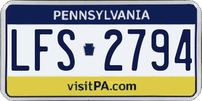 PA license plate LFS2794