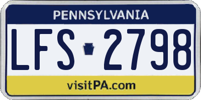 PA license plate LFS2798