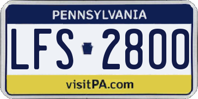 PA license plate LFS2800