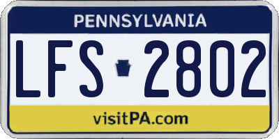 PA license plate LFS2802