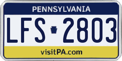 PA license plate LFS2803