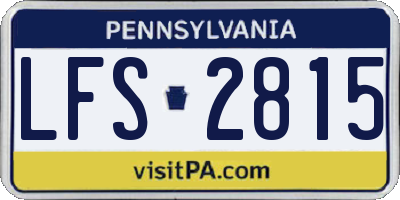 PA license plate LFS2815