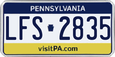 PA license plate LFS2835