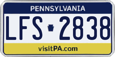 PA license plate LFS2838