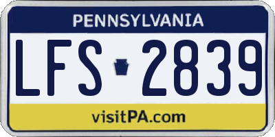 PA license plate LFS2839