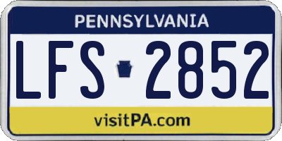 PA license plate LFS2852