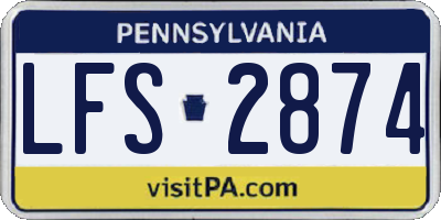 PA license plate LFS2874