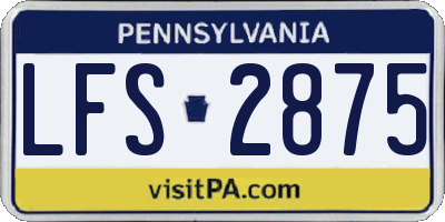 PA license plate LFS2875