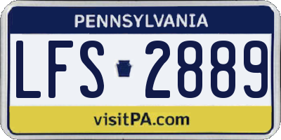 PA license plate LFS2889