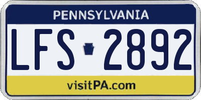 PA license plate LFS2892