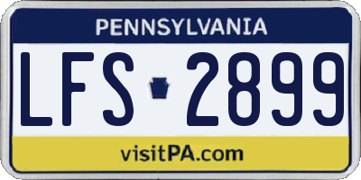 PA license plate LFS2899
