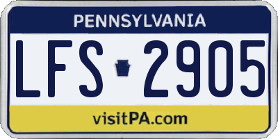 PA license plate LFS2905
