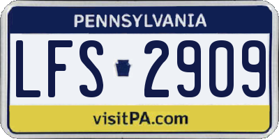 PA license plate LFS2909