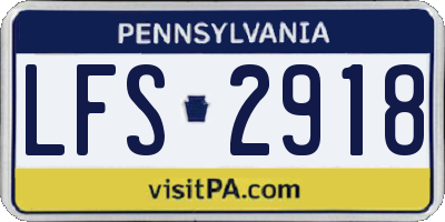 PA license plate LFS2918