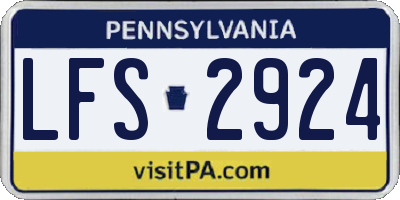 PA license plate LFS2924