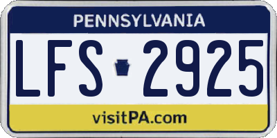PA license plate LFS2925