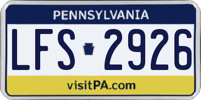 PA license plate LFS2926