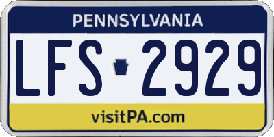 PA license plate LFS2929