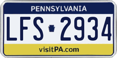 PA license plate LFS2934