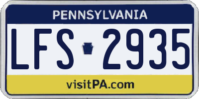 PA license plate LFS2935