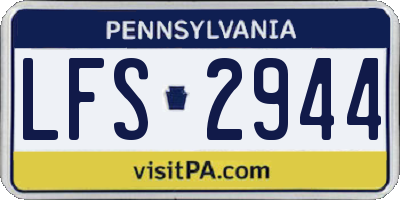 PA license plate LFS2944