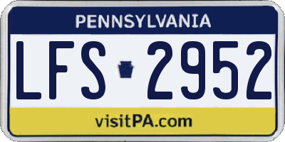 PA license plate LFS2952